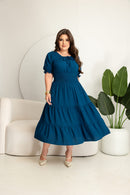 Vestido Juliana MID SLIM manga princesa Azul