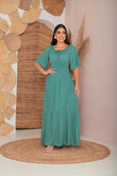 Vestido Juliana LONGO SLIM Verde com bolinhas brancas