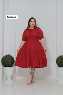 Vestido Juliana MIDI PLUSIZE Terracota