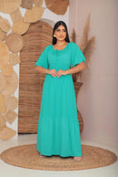 Vestido Juliana LONGO SLIM Verde marinho com bolinhas brancas