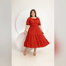 Vestido Juliana MID SLIM manga princesa Terracota